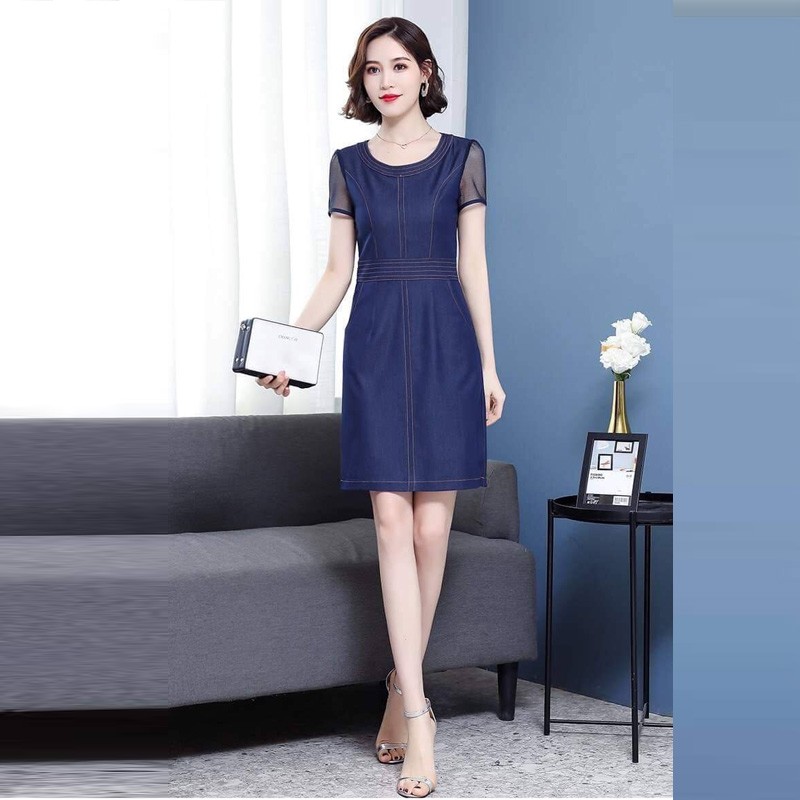 ĐẦM JEAN BODY TAY PHỐI VOAN LƯỚI 